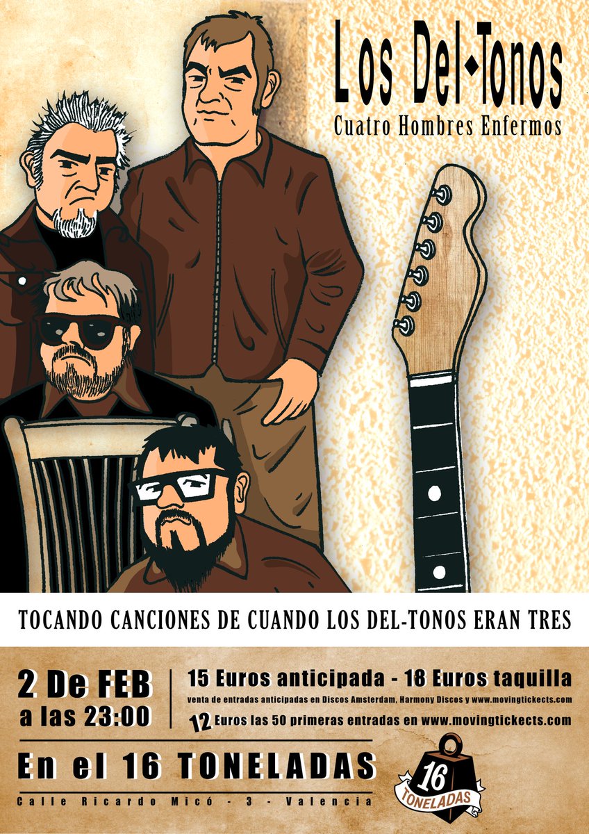 #Hoy en #concierto <a href="/losdeltonos/">los deltonos</a> en <a href="/16_Toneladas/">16 Toneladas</a> #Valencia Entradas 🎫 movingtickets.com/detalle/Entrad…