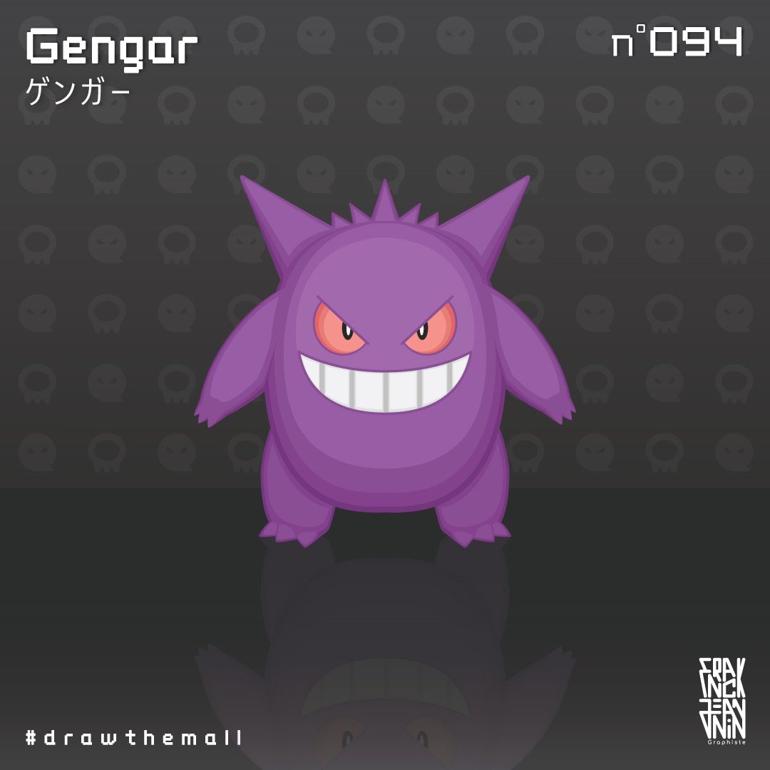 franck_jeannin's tweet photo. 094 of #151 
1 day 1 pokemon !  #gengar
#drawthemall #pokedexchallenge #pokemonillustration #pokemon #pokedex #pokemonvector #pokemonfan #pokemongo #pokemonart #graphisme #design #illustration 
#flat #flatdesign #graphicdesign #franckjeannin https://t.co/ytt4jUxFGt