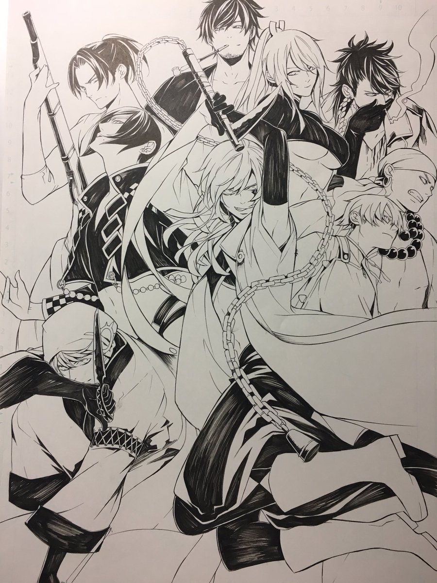 1月のブレイブイベントで使っていただいたイラストの元絵。ブレイブの集合絵は描いてて楽しい!舞台BRAVE10 〜燈〜なにとぞよろしくです! 