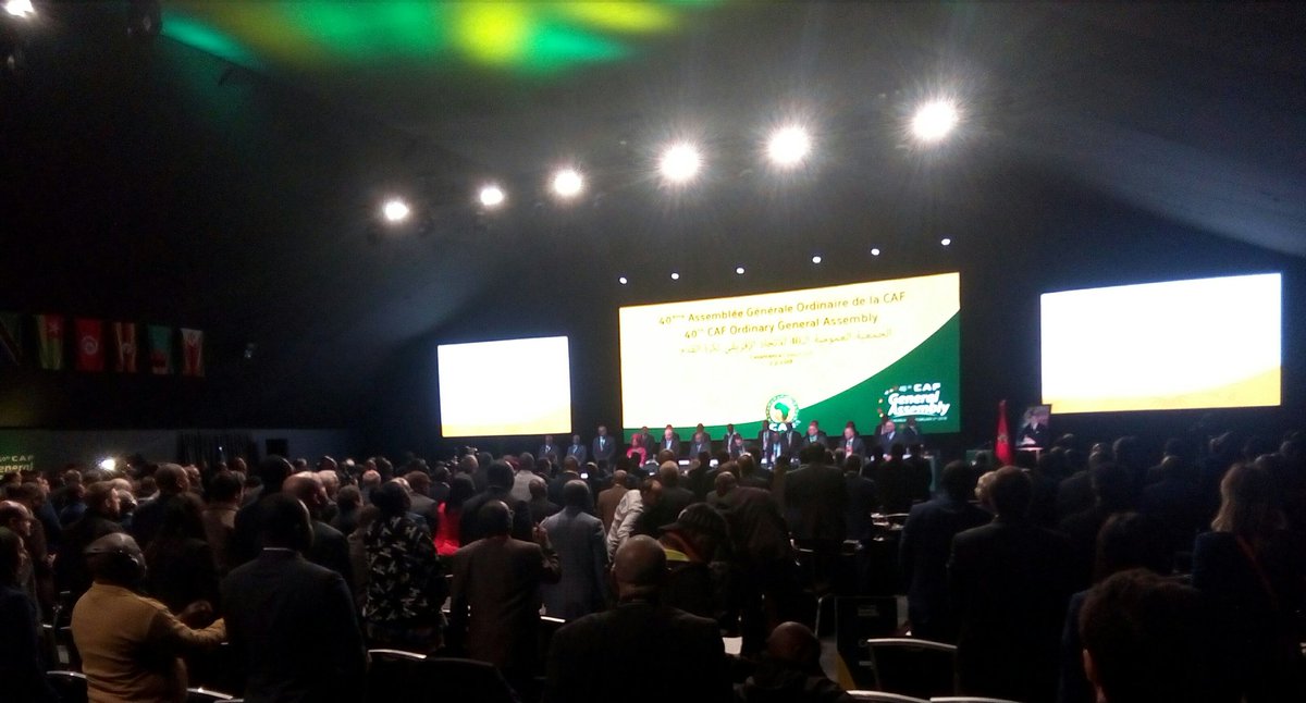NigeriainfoFM's tweet photo. All rise in honour of the deceased since the last General Assembly till date.
Afterwards, delegates approved the minutes of the 2017 GA held in Ethiopia. #CAFGA https://t.co/3wZBXFB75r