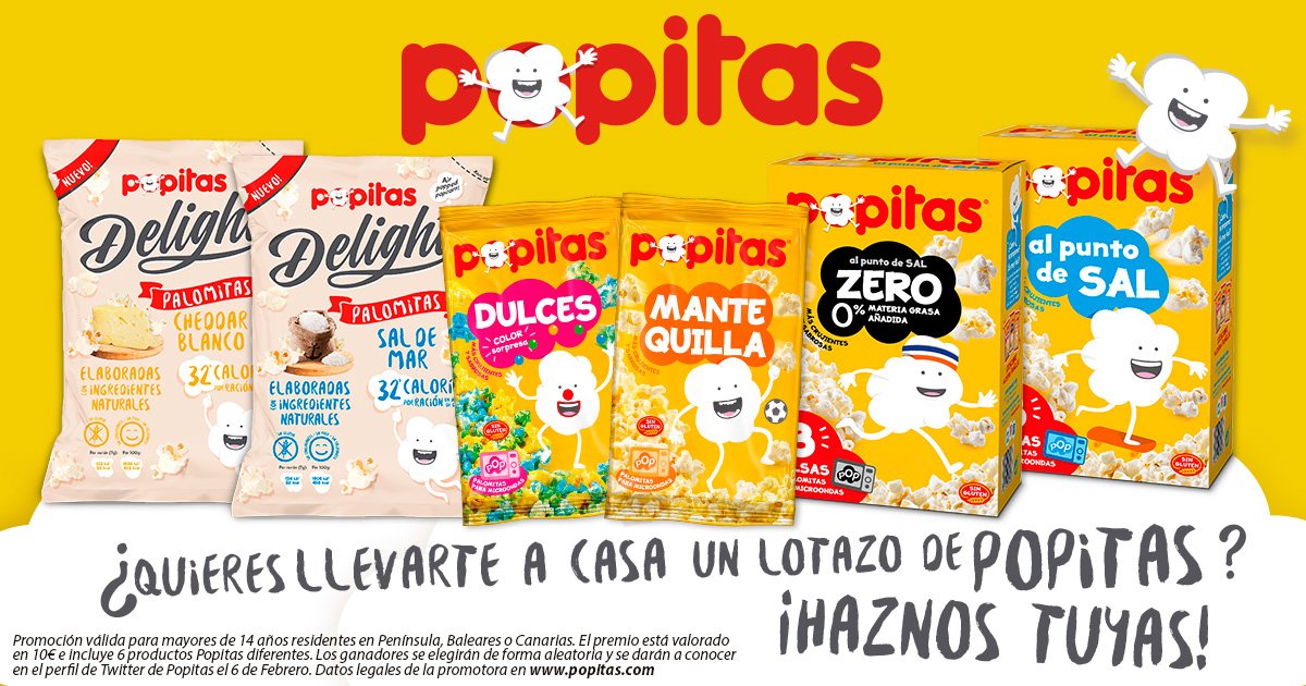 popitas's tweet photo. ¿Quieres llevarte a casa este lotazo de Popitas? 🍿🍿🍿
Pues...
✔️ Síguenos
✔️ Haz RT
y... ¡SUERTE! 
El martes día 6 daremos el nombre de 3 ganadores. 😉 https://t.co/y9JQHZX8uu