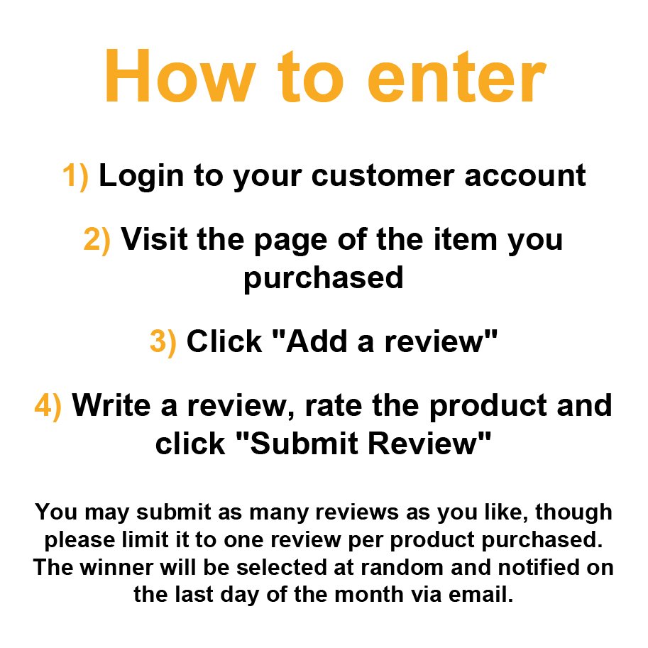 Leave a review on our website to be entered into our monthly prize draw for the chance to win £25 off your next order! overlander.co.uk
