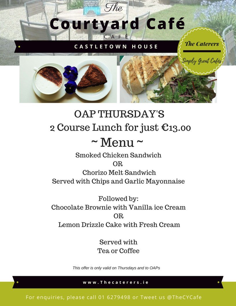 TheCYCafe's tweet photo. Every Thursday our OAP Special is available , call #TheCYCafe now to book in 
01 6279498😀😍 #Thursday #OAP #Lunch #Celbridge #Kildare #lexlip #Dublin #Coffee https://t.co/lexaxOV4D6