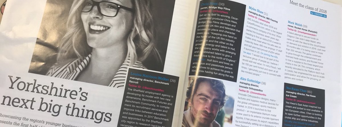 Pick up a copy of the latest <a href="/insideryorks/">Insider</a> to see our founder <a href="/MacCommsEllie/">Ellie MacDonald</a> and <a href="/kwizzbit/">KwizzBit</a>’s <a href="/markjameswalsh1/">Mark Walsh</a> named ones to watch in the prestigious #42under42 accolade 🏆 📰