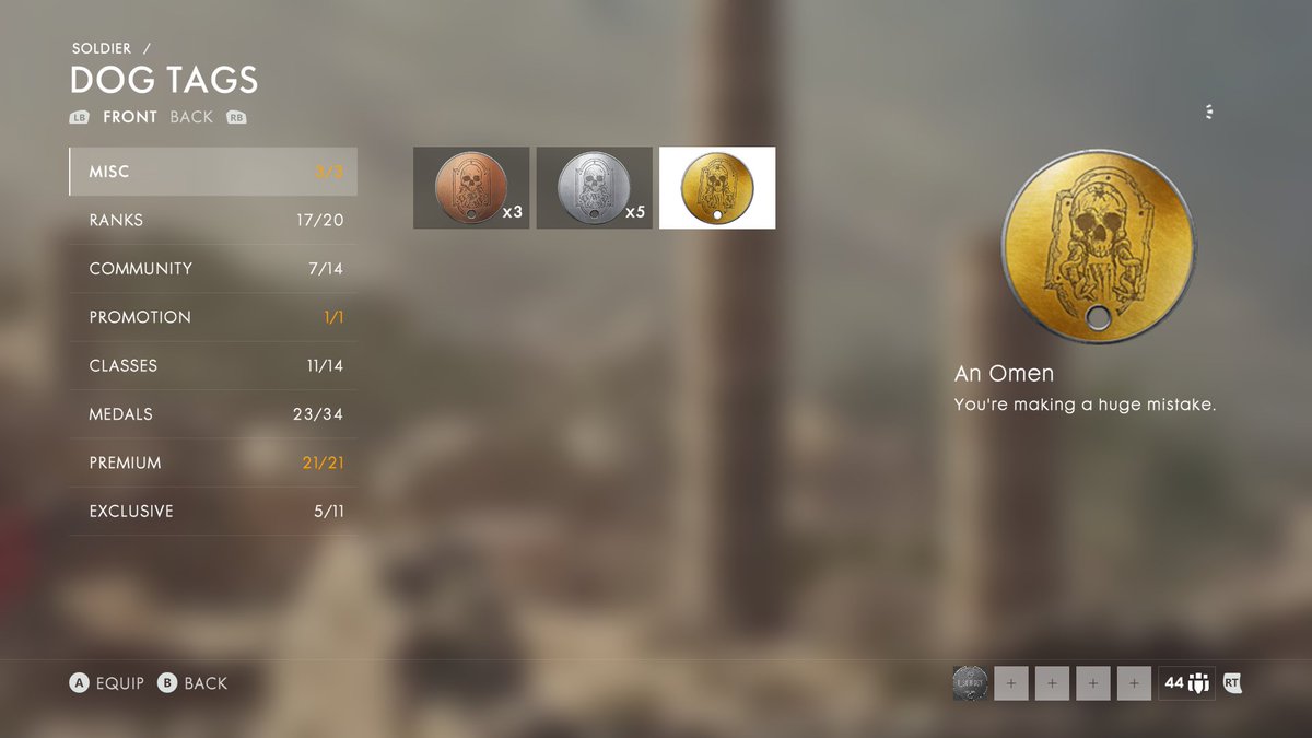 i_schiggy's tweet photo. BIG Thanks to Victor from @BFEEcommunity on @discordapp for helping me with the latest EE Dogtag! 👏
"An Omen" You're making a huge mistake! ✔️
#Battlefield #BF1 #XboxOne #EasterEgg #newdogtag #anOmen https://t.co/18kcfRQDSm