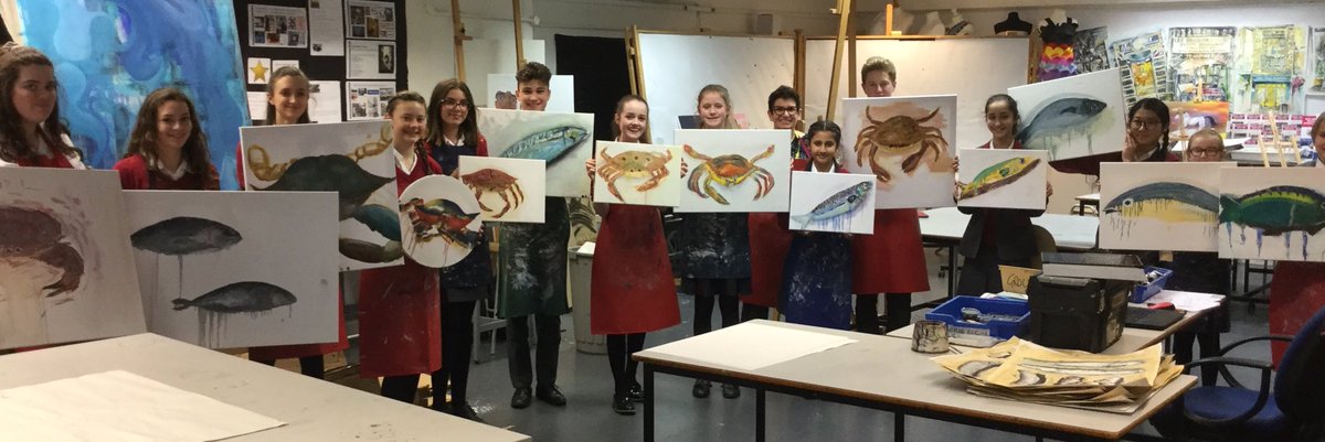 NewHallArtDept's tweet photo. Many thanks to our visiting artist Michelle Parsons for today’s #fishonfriday #art workshop - do check out Michelle’s work at https://t.co/bdmcgIW98R #BSiL #painting #375th https://t.co/sMJrrxOBaE