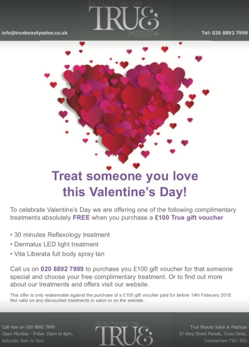 It’s the month of #love, and we’re celebrating by giving YOU a FREE #treatment when you purchase a £100 gift voucher for your loved one! 

For more information, please click here: bit.ly/2qXodw3