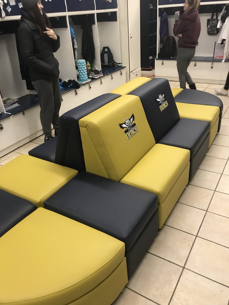 OoksWBBall's tweet photo. A very special THANK YOU to @DucanIndustries for the incredibly generous donation of custom furniture for the @naitooks Women’s Athletics Team room @NAIT your support for our @OoksWBBall program is tremendous #womenssport #ACACWBB #ookforlife https://t.co/9HrdV01sow