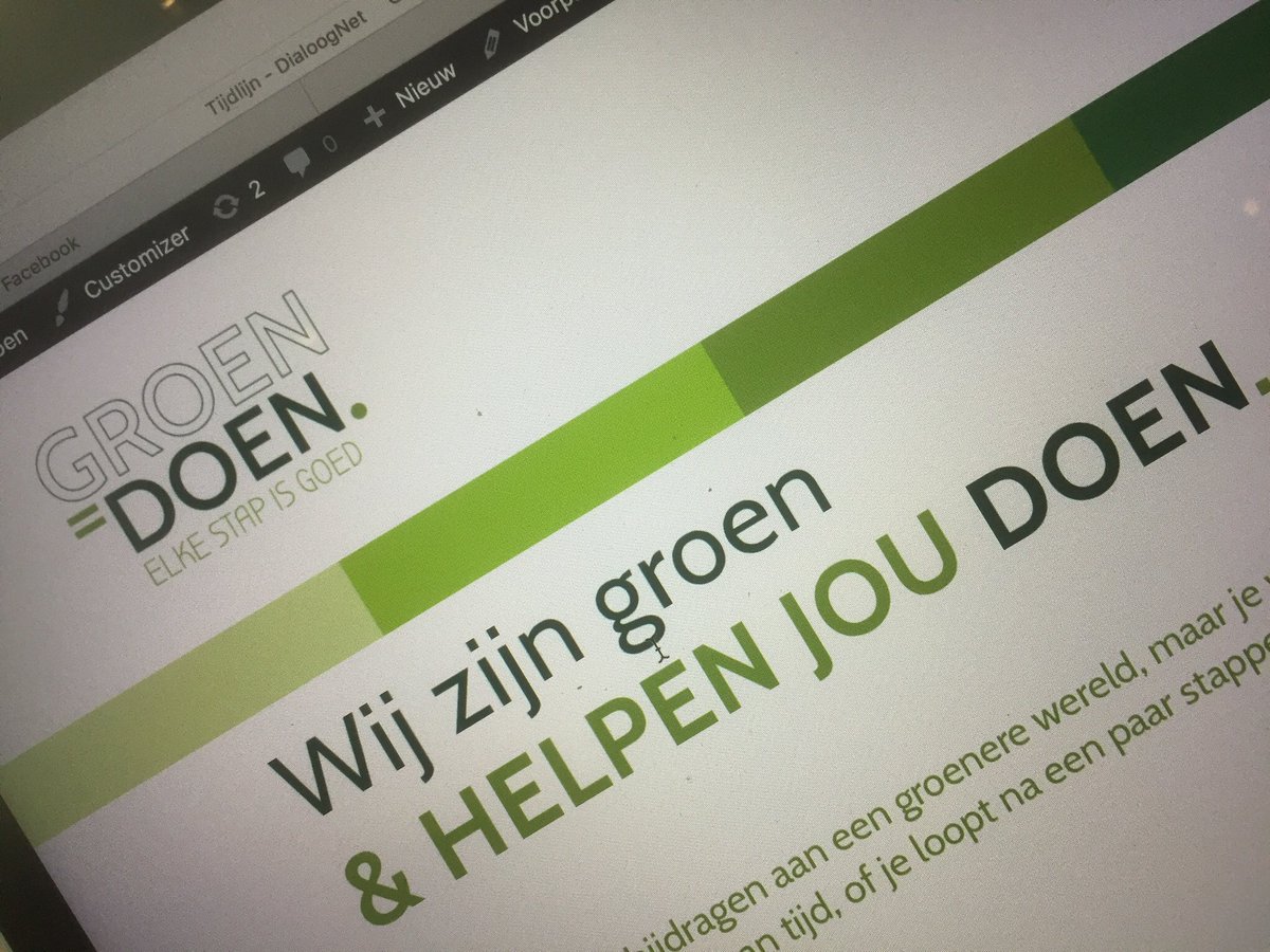 En we zijn online! Onze website is in de lucht met dank aan @StudioeLBee. Fraai staaltje ontwerpwerk weer &amp; dank aan @ConvidentBV voor het maken van de site! mooie samenwerking tussen techniek, design en bedenkers 😁.  

groenisdoen.nl 
Elke stap is goed!