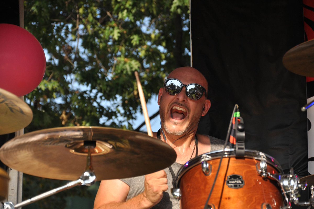 CelebrationArmy's tweet photo. Troy @paisteone Larabie keeping it real.
Photo by @justbeingpaula 
#drummer #livemusic #festival https://t.co/V2bvIHLTvb