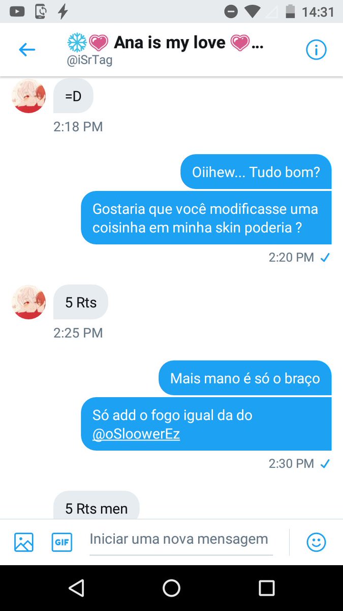 GOO 5 RT's PARA O @iSrTag MODIFICAR MINHA SKIN
@CreativeIsmacD 
<a href="/DavihDZN/">DavihArtz</a> 
@oSloowerEz 
@NeedNetworkPE 
@Venom_BR_01 
@PortunatoYT 
@Loopping_ 
@ultrahbr 
<a href="/colorado_craft/">Colorado_Craft</a>
