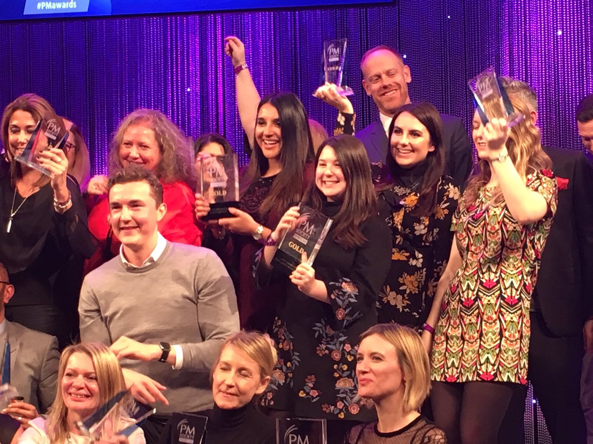 HAVASLYNXEU's tweet image. Together with our sister agencies #H4BMcr and #HavasLifeMcr we smashed the #PMAwards with a total 10 awards - 3 of which where Golds! Go team! #HavasTogether #HHandYou @PMSociety #LYNXLife