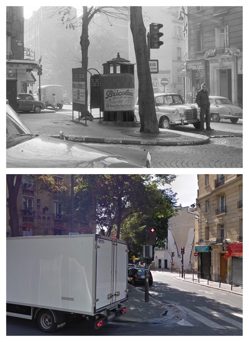 Parisidftn's tweet photo. Rue Olivier Métra at Rue Levert, Paris, 1960s and today. The truck in the modern photo blocks the view, but the outdoor urinal is no longer there. Thanks to @alcarbon68 for historic image by Maurice Bonnel. #paris #history #histoire #parisjetaime #vespasienne https://t.co/YtL3Z0FZe8