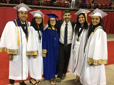 Principal John Anzalone with graduating students, running for U.S. Congress Nevada 4th District