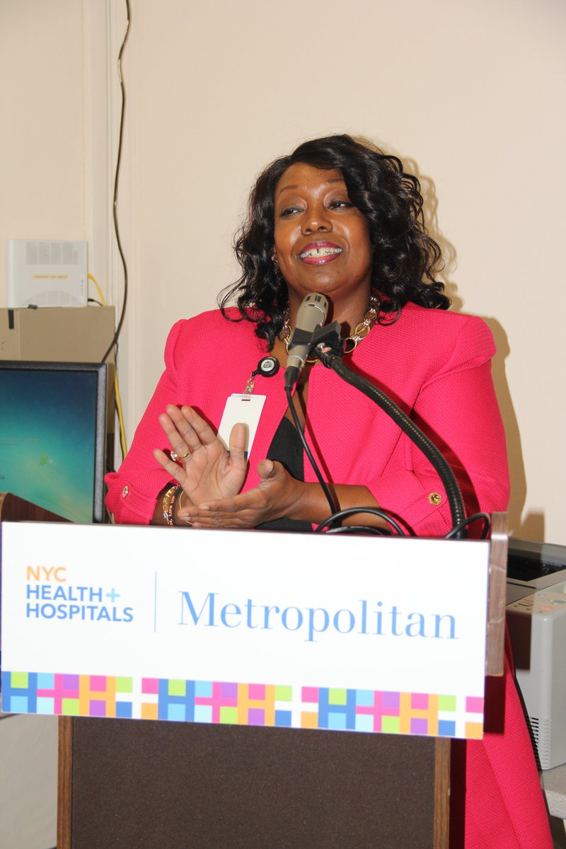 #FBF: Angela Montague, program director of GDLU's nascent program at NYC Health + Hospitals/Metropolitan, addresses their first Circle of Community Safety. #gunsdownlifeup #NYCHHFund