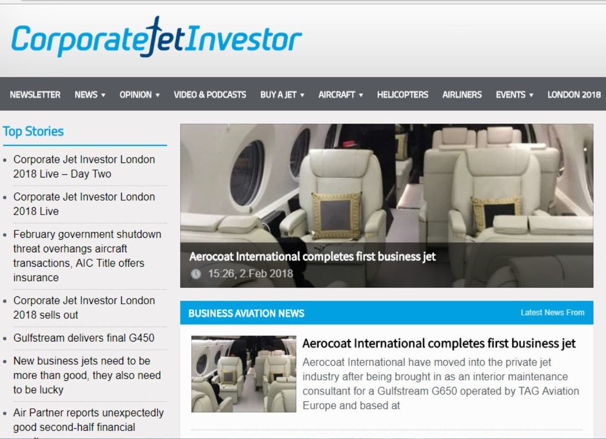 AerocoatTM's tweet photo. Aerocoat goes business class - Read all about our first private jet project for @TAG_Aviation at London Luton Airport courtesy of @CorpJetInvestor and @Terry_Spruce - https://t.co/okXbChs2r5 https://t.co/4gFstFsoOo