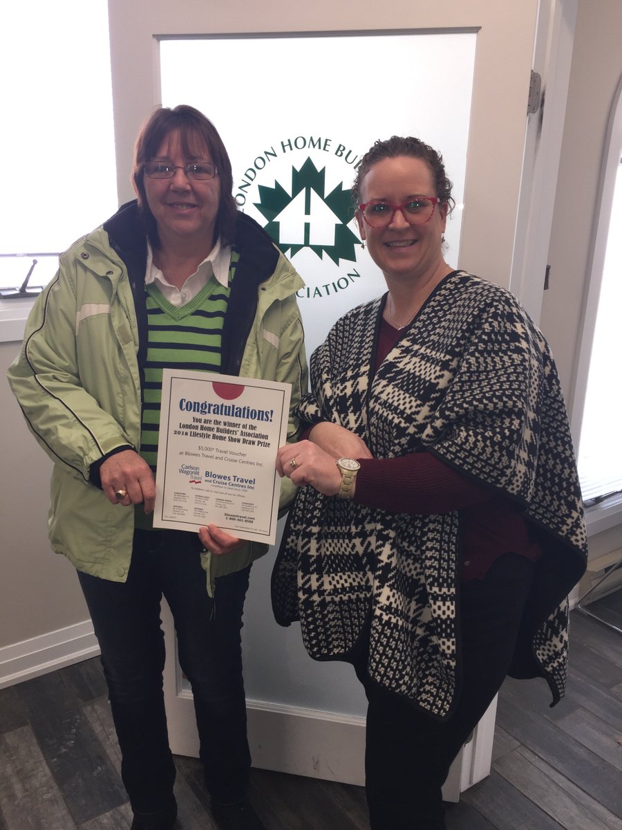 londonhomeshow's tweet photo. A BIG congratulations to the @IronstoneBuilt $5,000 trip (anywhere you want to go) winner, Joyce L.! Enjoy your vacation Joyce and thank you for visiting the 25th Lifestyle Home Show! #LSHS18 @JACK1023ldn @BlowesTravel @LHBA_ https://t.co/ubU3f6b87L