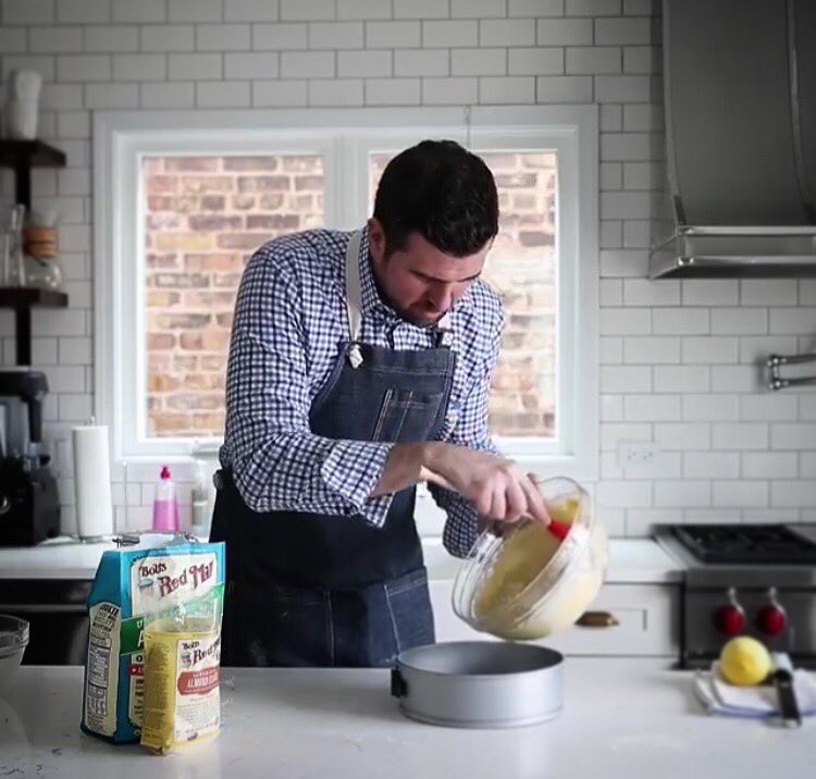 @chefbillyparisi doing his thing rocking a top of the line #apron. Get yours at 5loaves2fishstore.com #aprons #denim #denimapron #chefs #cooks #cooking #bobsredmill #feedfeed #thefeedfeed #food #foodie #foodporn #chefstyle #chefsroll #chefstalk