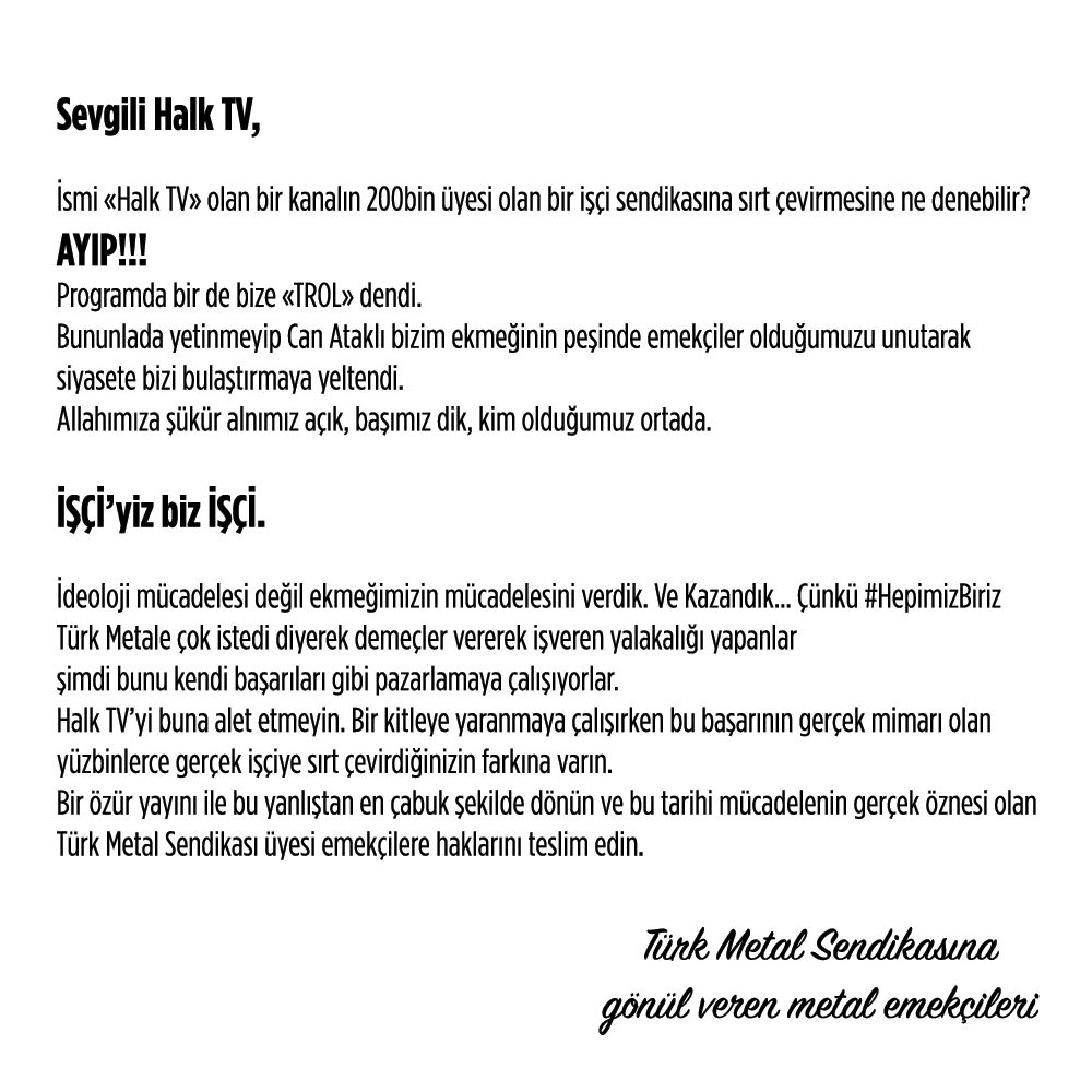 #İşçiyizBizİşçi
<a href="/can_atakli_/">Can Ataklı</a> 
<a href="/halktvcomtr/">Halk TV</a>
@sozcu_tv