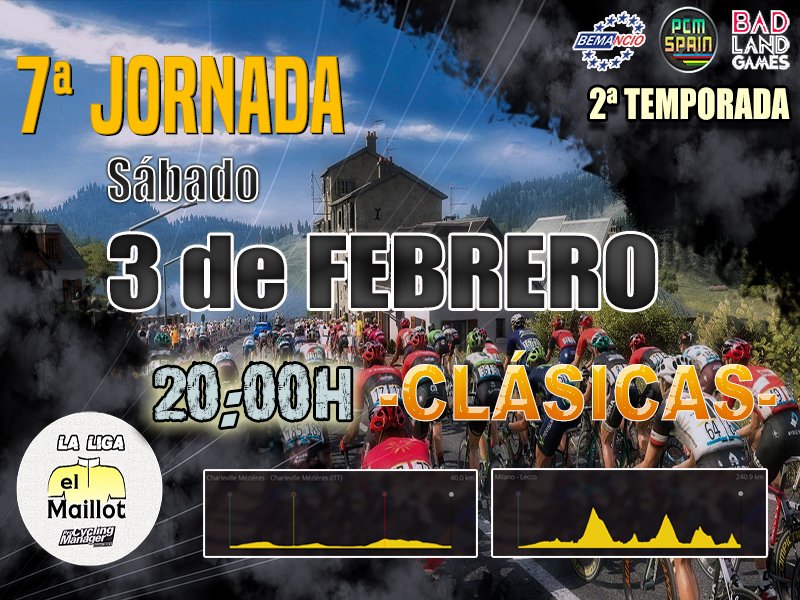 📝 PREVIA 📝

¡Llega el momento decisivo! 🔥 ¡ÚLTIMA JORNADA de la #LigaPCMElMaillot! 😱 

¡Descubre qué está en juego gracias a <a href="/ale_pereirac/">Alejandro Pereira</a>! 📲 elmaillot.es/previa-7jornada 

*Disponibles en la previa las CLASIFICACIONES con la peor jornada de clásicas de cada jugador 📊