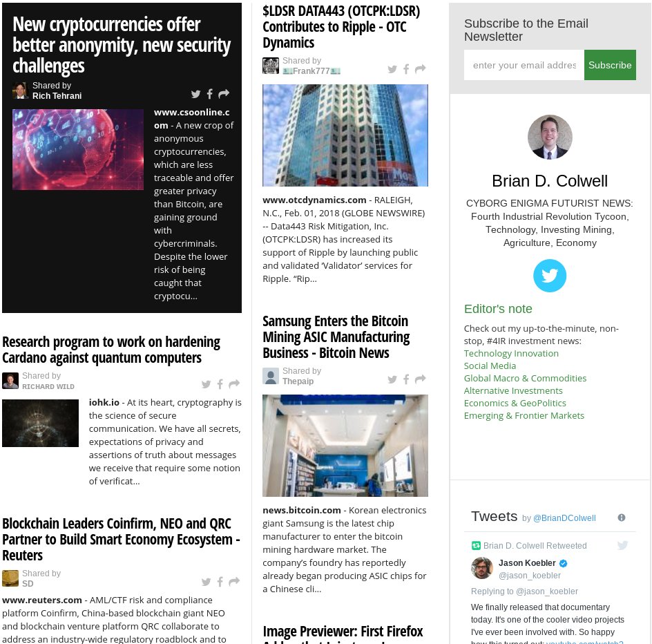 briandcolwell's tweet image. The #FUTURE is now!!
👉briandcolwell.com/global-view-we…

---
#crypto #cryptocurrencies #cryprocurrency #fintech #payments #ripple #bitcoinmining #cardano #blockchain #NEO #bitcoin #ether #ethereum #bittrex #litecoin #monero #beetoken #icos #cryptotrading $spy $qqq $dia #btc #eth #ada #ltc