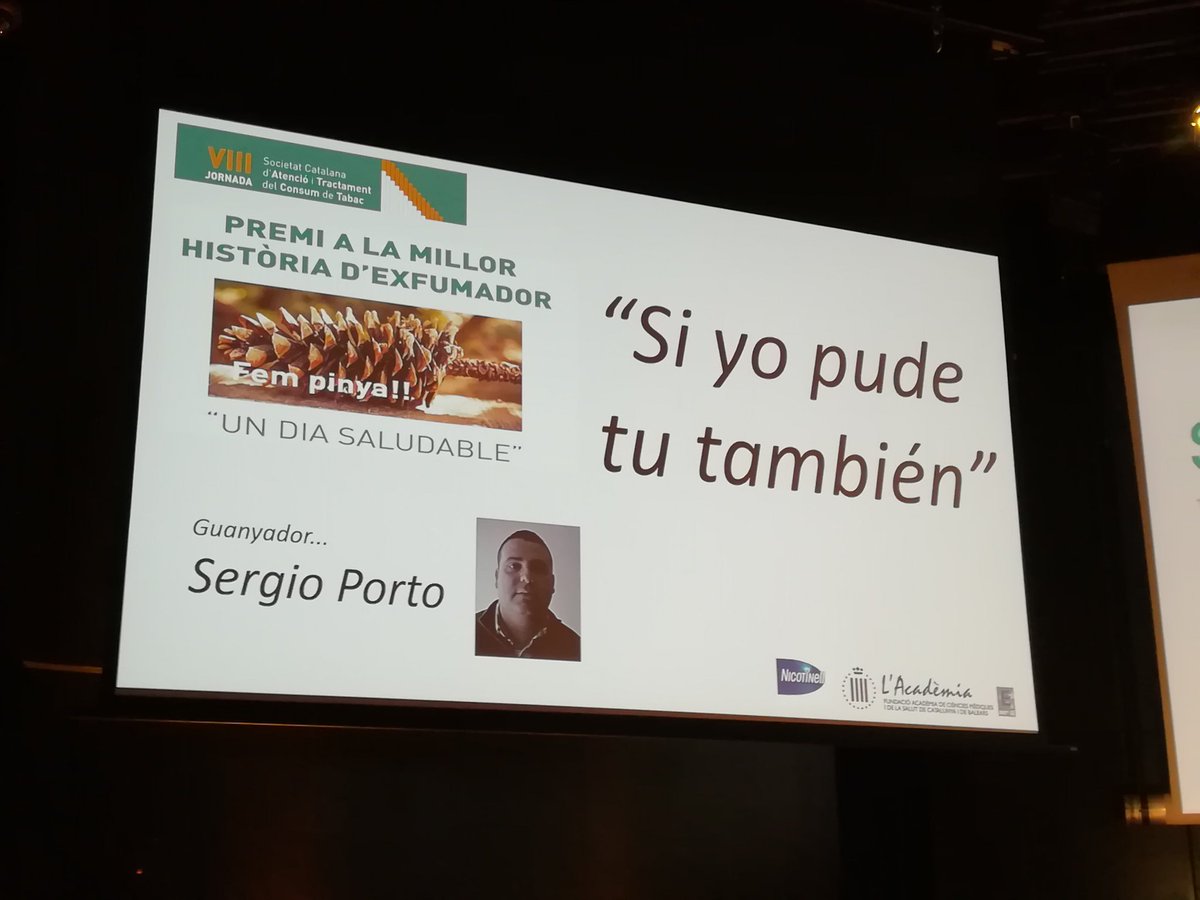 nuriacortes7's tweet photo. Premi a la millor història d'exfumadors. Bonica història. "Mi enfermedad mental no la pude escoger, dejar de fumar si." #scatt2018 @CaixaForum_CAT https://t.co/Zkc3vbkrUH https://t.co/eXAkjqAcDt