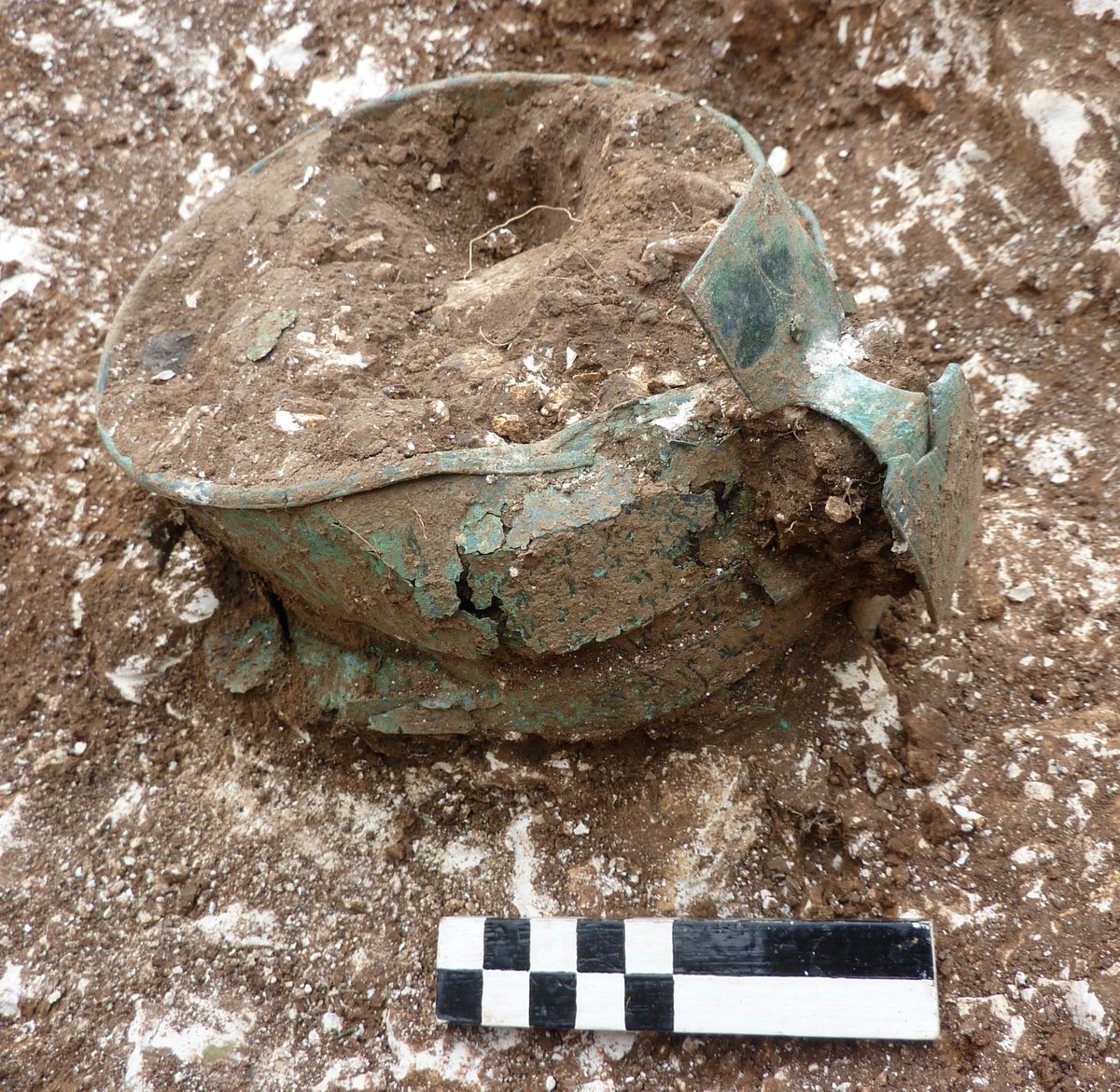 For #FindsFriday an Iron Age copper alloy (and ever so slightly crushed) tankard with decorated handle - viva la #Durotriges !!