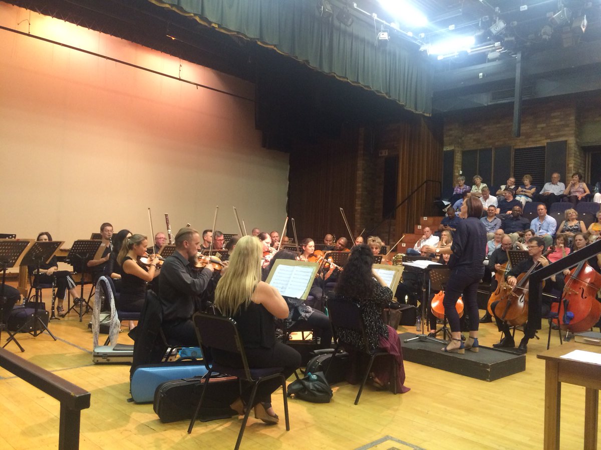 JoInMozartFest's tweet photo. All about having a good team! #RobynCox willed on by her team members and husband @SAchops on the trumpet. #ConductingBusiness #JIMF2018 @basa_news https://t.co/ZLIhJAyayZ