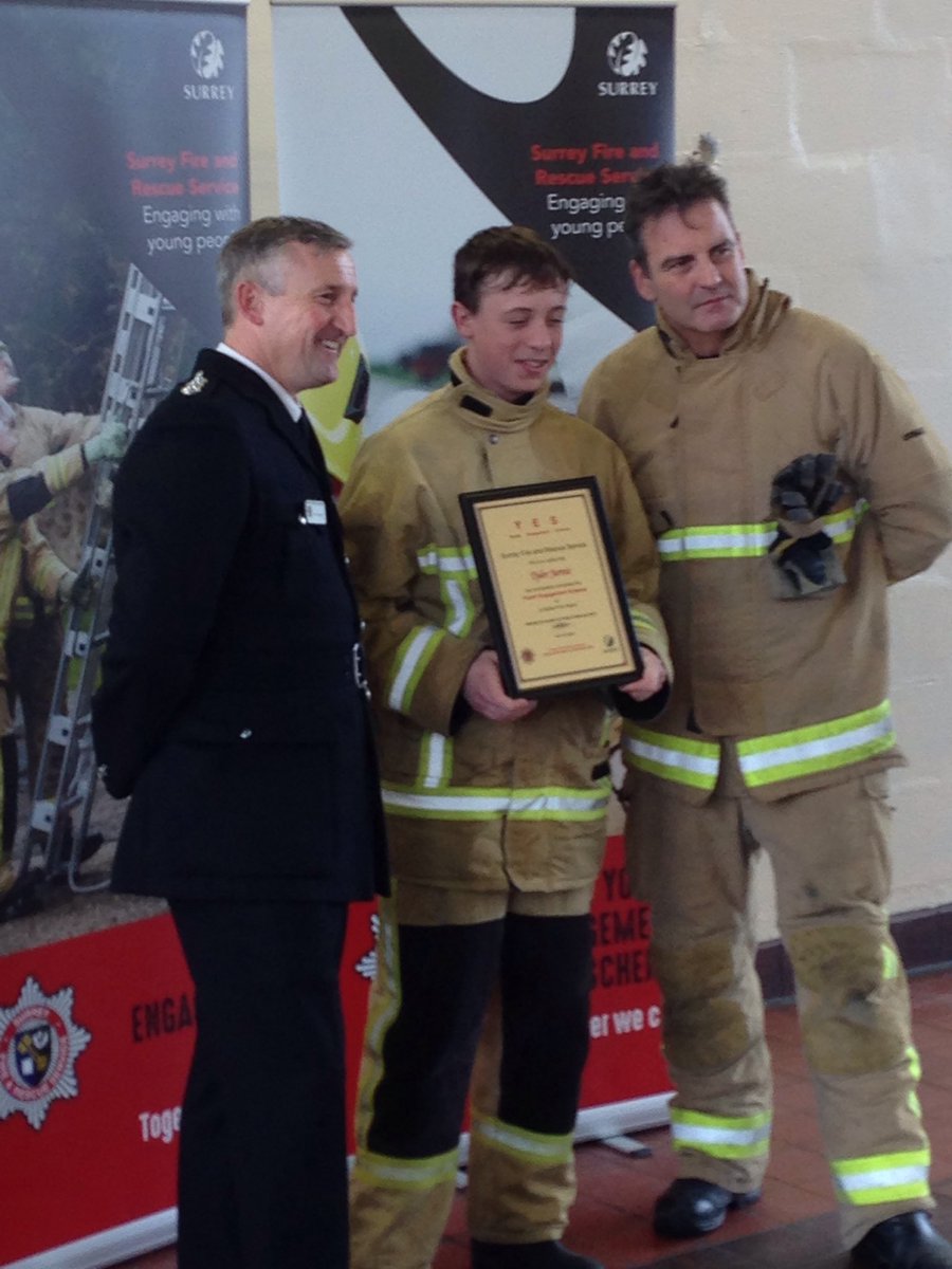 NESSSS2017's tweet photo. Well done Tyler on graduating from the YES project with @SurreyFRS @HSOFSURREY #nessss #gettingbetter https://t.co/4WsjGHjAJC