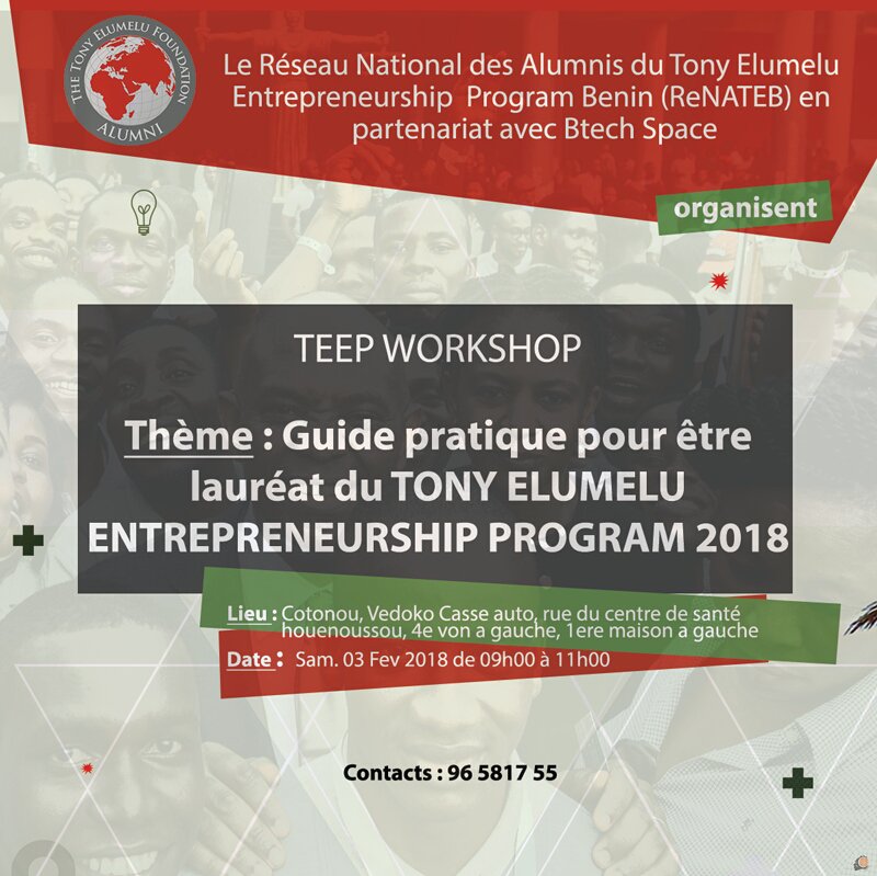 Buzupapp's tweet photo. #Wasexo #TeepBenin organise 4 séances d'orientation ce samedi.  Réservez votre place ici https://t.co/NopuLdeLIR. Pour rappel, le programme #TEEP de @TonyElumeluFDN  financera cette année 1200 projets de jeunes #entrepreneurs africain à hauteur de $5000. https://t.co/Kt2MqeUDVO