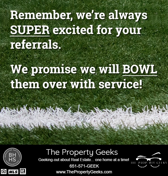 PropertyGeeks's tweet photo. 🏆🏈Looking forward to the big game this weekend? 😀 
#BHHS #MNRealEstate #RealEstate #LakevilleMN https://t.co/jtx99w2N4s