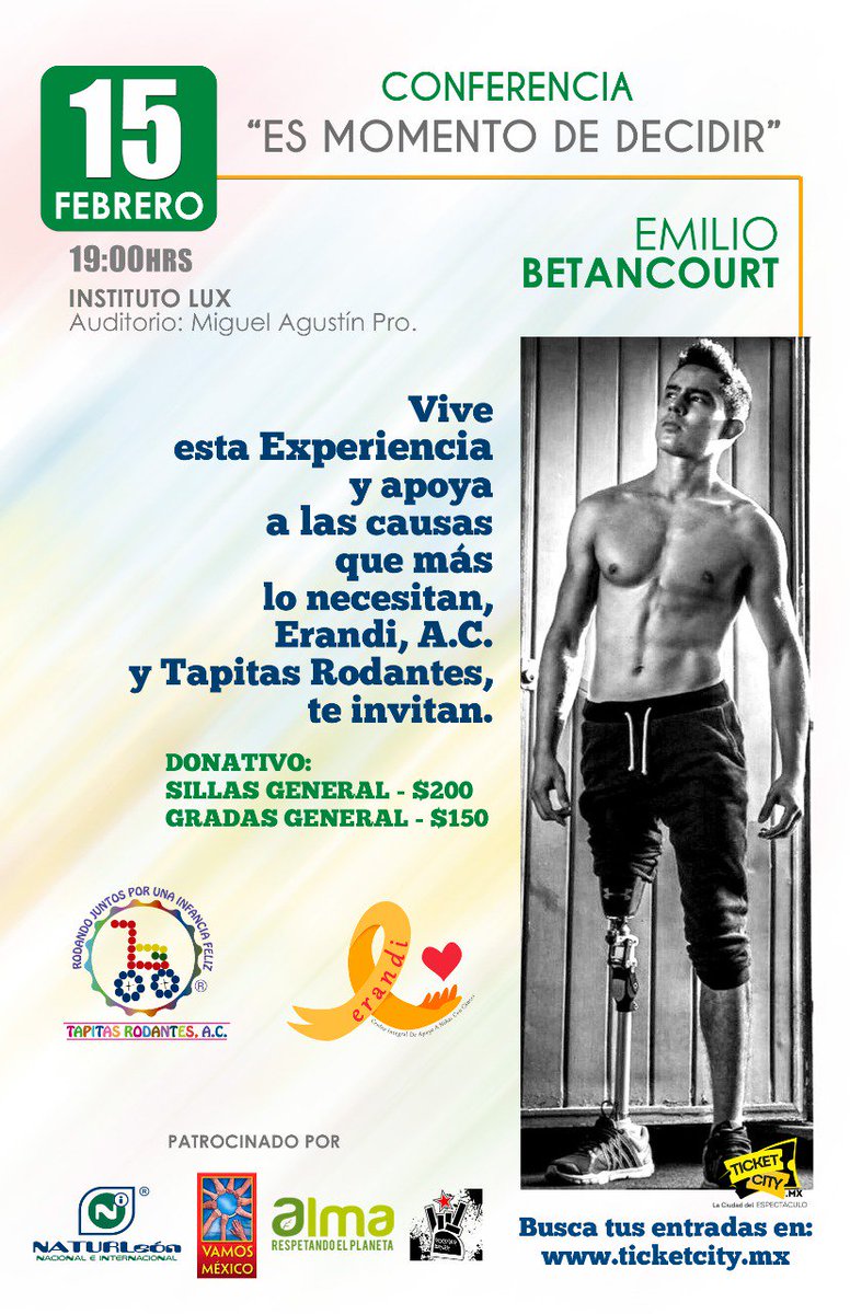 ErandiAcc's tweet photo. En el marco del día mundial del cáncer infantil, Erandi A.C trae para ti al conferencista EmilioBetancourt, guerrero y sobreviviente del Cáncer que a sus19 años compartirá contigo su historia a través de esta lucha yte demostrará como transformar una discapacidad en una capacidad https://t.co/A0bmeeNt5q