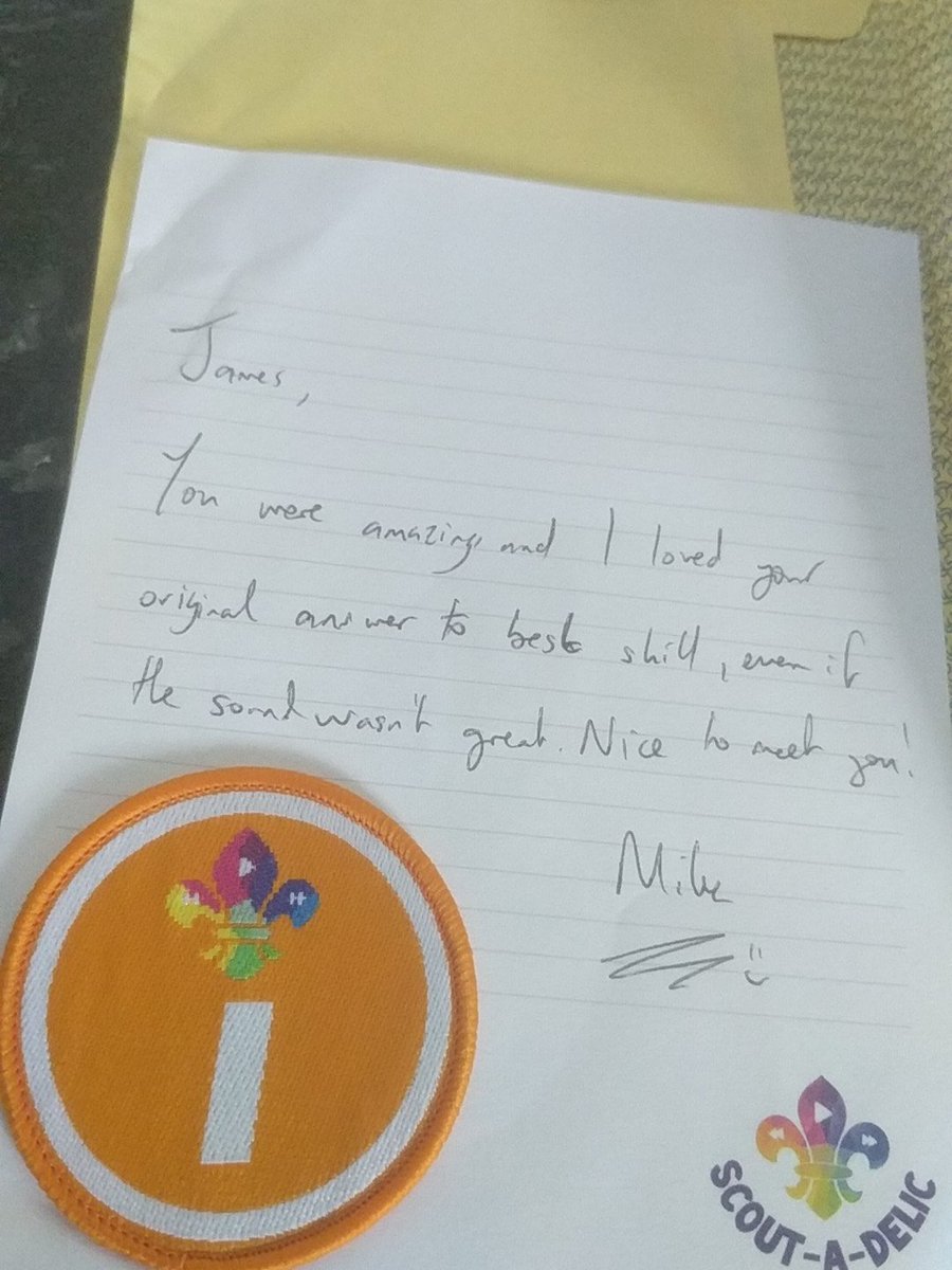 JamesADwall's tweet image. Thank you @scoutadelic for my No 1 badge, for my involvement with one of your videos. Lovley badge and was great to meet you 😆 #scoutadelic #ProudToScout also, don't be a stranger to Avon scout radio.