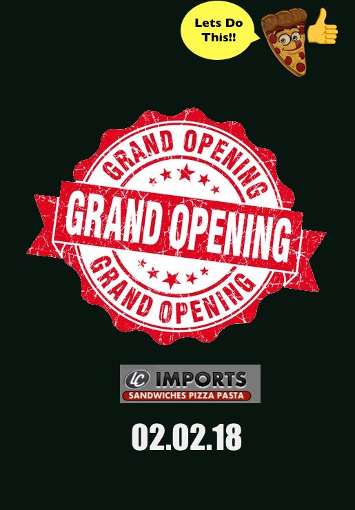 LCImportsPizza's tweet photo. This is happening.... The grand opening of LC Imports in Downtown Ventura. Visit our Facebook page for a complete menu, hours, and ordering info!! https://t.co/aGO9kxzZmN