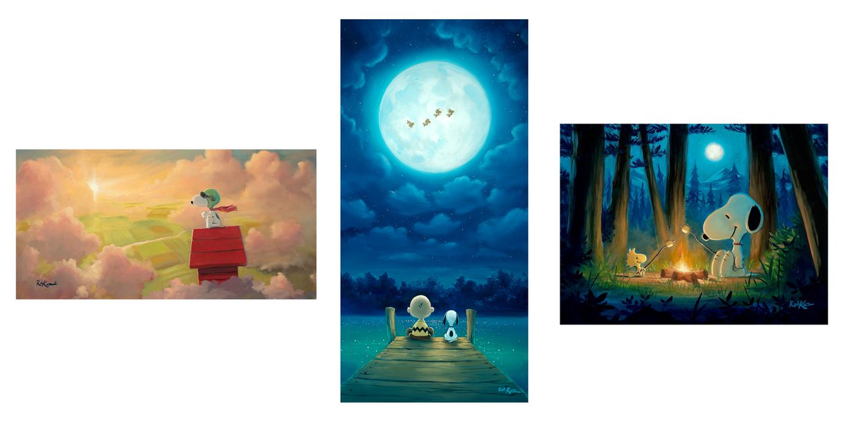 DarkHallMansion's tweet photo. Don't forget our official #Peanuts #limitededition #fineart #prints are avail as individual full sized pieces or as sets of (3) separate smaller format prints on all 3 artists! #artprint #ComicCon #Snoopy #RobKaz #posters #animation #comics #comicbook #artgallery #giclee #painter https://t.co/bXeMNzhgsA