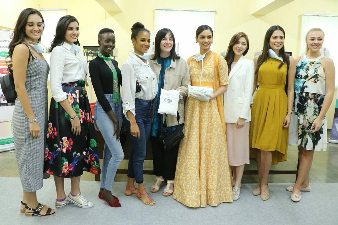Day 2 of <a href="/MissWorldLtd/">Miss World</a> Beauty With A Purpose tour. Miss World 2017 <a href="/ManushiChhillar/">Manushi Chhillar</a> and the team visited an NGO 'New Light' in Kolkata's slum. Earlier in the day, the team was also welcomed by Indian Jute Industries Research Association where Jute pads are manufactured. #BWAP