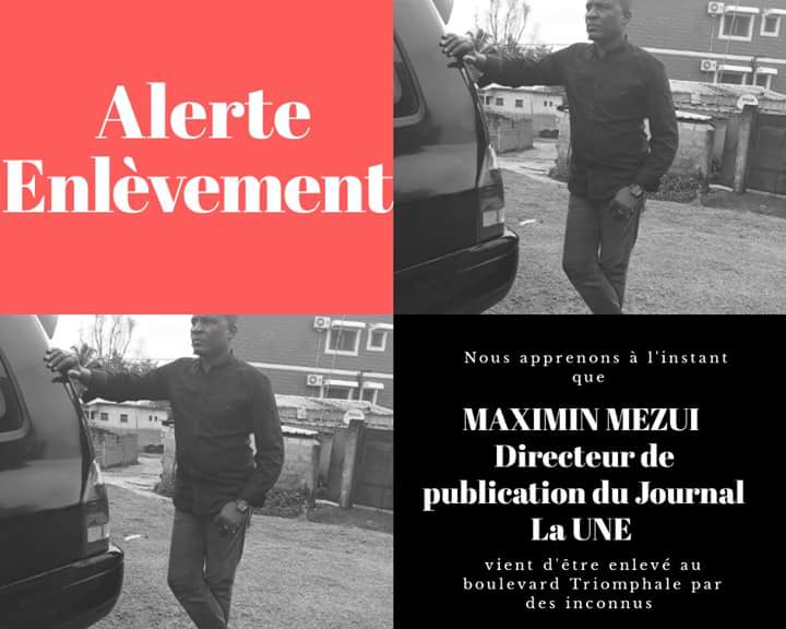 gabon_marcella's tweet photo. #Gabon Le journaliste #Maximin #Mezui, directeur de La #UNE vient d'être enlevé au boulevard TRIOMPHALE de #Libreville par des inconnus.
#AliBongo continue là répression.
@UN @IntlCrimCourt @hrw @coe @Europarl_EN @UNHumanRights @antonioguterres
@TV5MONDE #EnMarche https://t.co/CxpJnBYipN