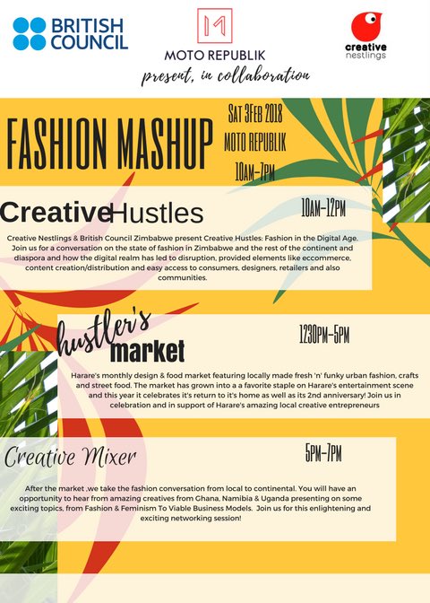 MsElleOh's tweet photo. Tomorrow is going to be lit @MotoRepublik as we host the #FashionMashUpZW featuring #CreativeHustle #HustlersMarket &amp; #CreativeMixer! You coming? Join us! https://t.co/oiXYdCRQbV