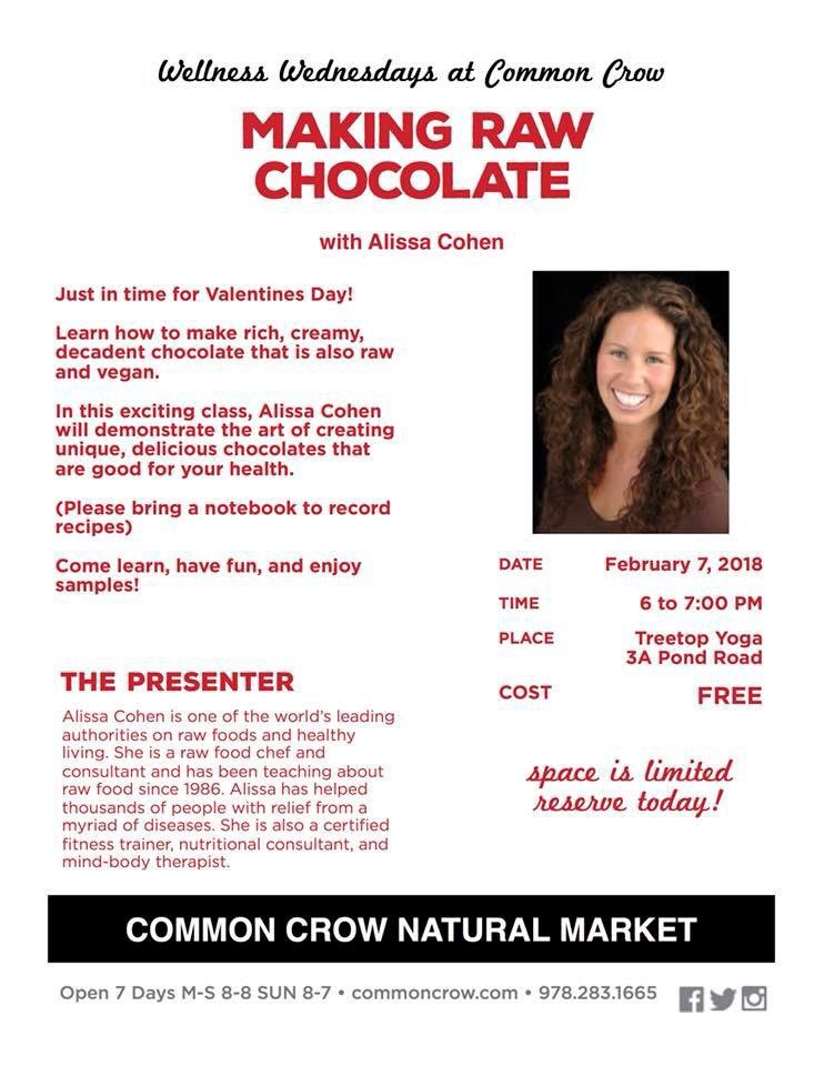 AlissaCohen's tweet photo. FREE #rawchocolate making class at the #commoncrow next wednesday night! Hope to see you all there! https://t.co/0lSZchiV28