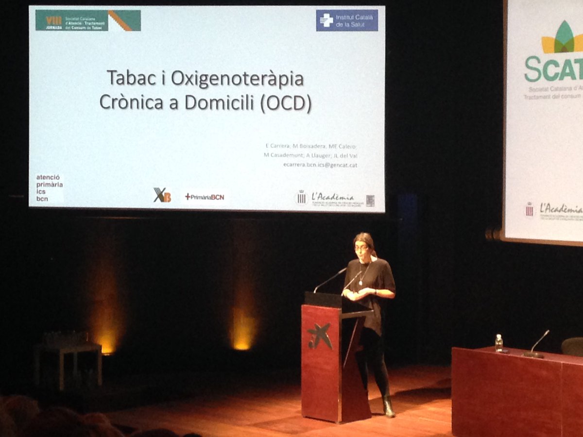 primariaicscat's tweet photo. El treball de sobre l'impacte del consum de #tabac en pacients amb Oxigenoteràpia Crònica a Domicili guanya el tercer premi a la jornada #scatt2018 de la @scattmontsemo. Enhorabona als sis autors, tots professionals de l'#apicsbcn https://t.co/GMpBHcuxtz