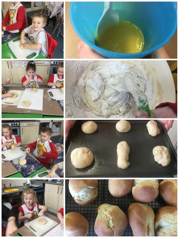 oak_TIS's tweet photo. A group of children in Oak Class get to bake each Friday with Mrs. Tidswell. 
This week was 'Bread Week'. It smells delicious! Even @_paulhollywoodwould be impressed ;) #teamwork #TwertonInfantSchoolGBBO #bakingbread https://t.co/1LbI0DVEr6