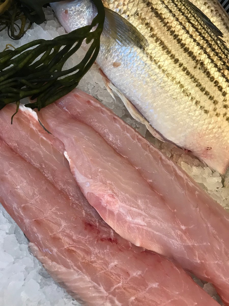 Beautiful wild caught Striped Bass in the shop today! Come get your share of the catch.