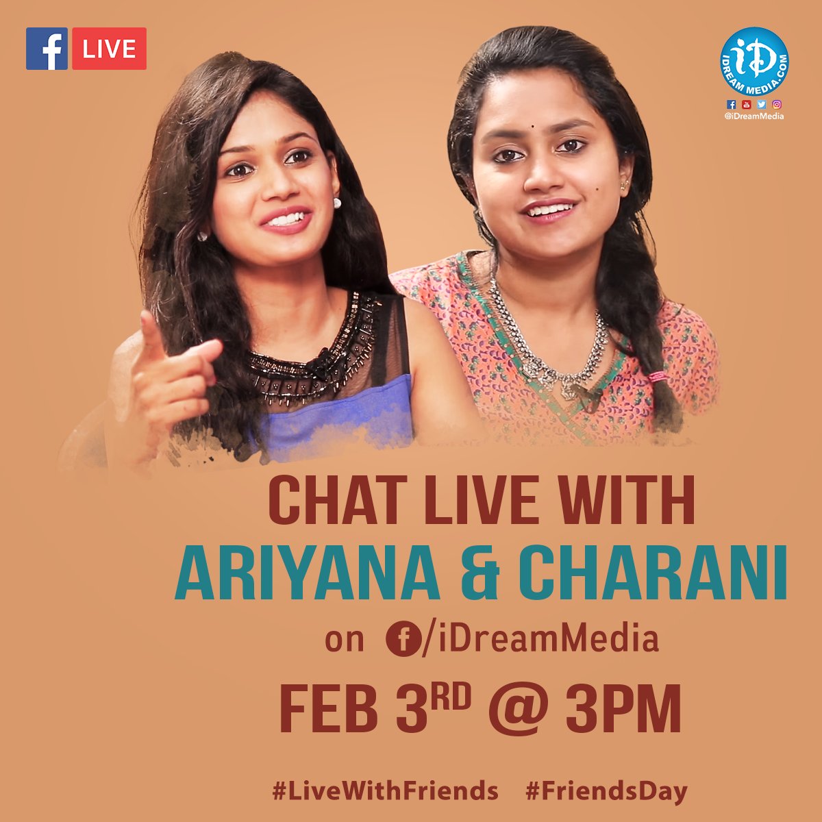 CharaniiD's tweet photo. Catch me and @AriyanaiD Live tomorrow Feb 3rd at 3pm on https://t.co/801pc2yKGz 

#LiveWithFriends #FriendsDay #FacebookLive https://t.co/grj1RU1sf8