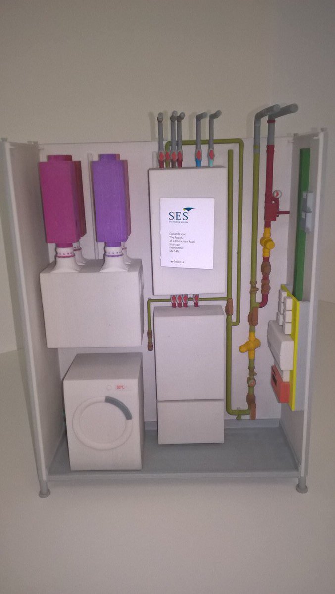 SamJ3003's tweet photo. Doesn't this look great? A #3Dprinted model of one of our prefabricated utility cupboards from PRISM, @Engineering_SES off site production facility. Thanks @Hobs3D #Manchester really pleased with it! https://t.co/a2TXDJ4PH5