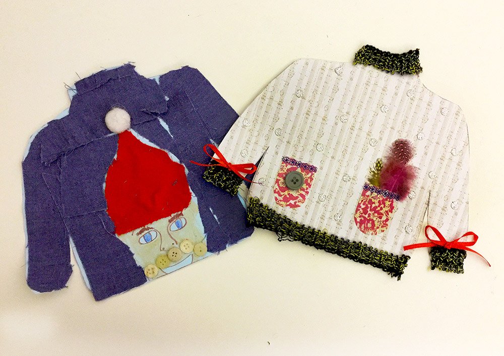 make_southwest's tweet photo. Winning designers! Georgia (right) and Ally created the best seasonal knitwear in town for our exhibition #MAKE2017 #competition to draw & decorate a special #christmasjumper #design - well done ... prizes on the way! https://t.co/ninmspxDWG