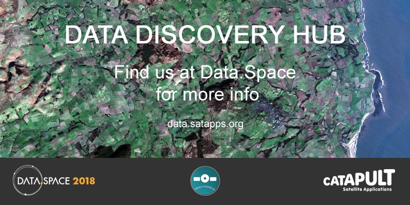 SatAppsCatapult's tweet photo. Explore, examine and engage - the Data Discovery Hub gives you quick and simple access to to #EarthObservation #data. Visit our stand @dataspacexyz to find out more! #DATASPACE2018 https://t.co/XkvMWXybQX https://t.co/c9WoxQHONc