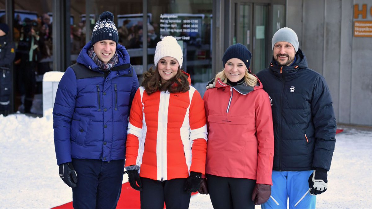 The Duke and Duchess, accompanied by The Crown Prince and Princess, arrive at the Holmenkollen Ski Jump – one of Oslo's most iconic landmarks 🇳🇴#RoyalVisitNorway