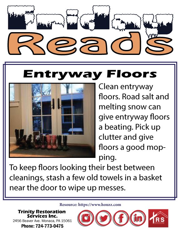 trinityres1's tweet photo. Yes 6 more weeks of winter. Trinity Restoration Services reminds you to make sure your entry way is dry and tidy, cause snow and rain is wet and mucky! #trinityres https://t.co/wf3H909JSS