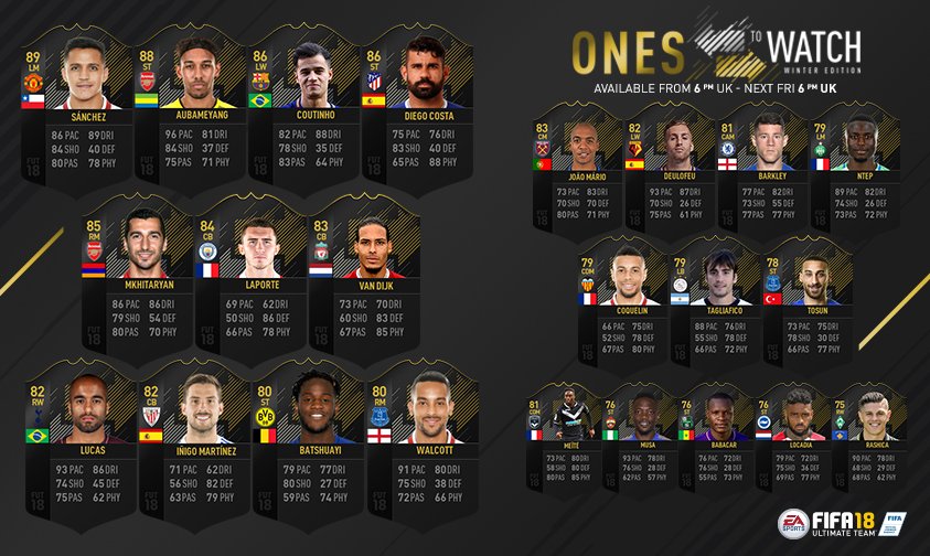 Ea Sports Fifa Sanchez Aubameyang Many More The Winter Ones To Watch Are Here Available At 6 Pm Uk Fut Fifa18 Ea Sports Fifa Sanchez Aubameyang Many More The Winter Ones To Watch Are Here Available At 6 Pm Uk Fut Fifa18