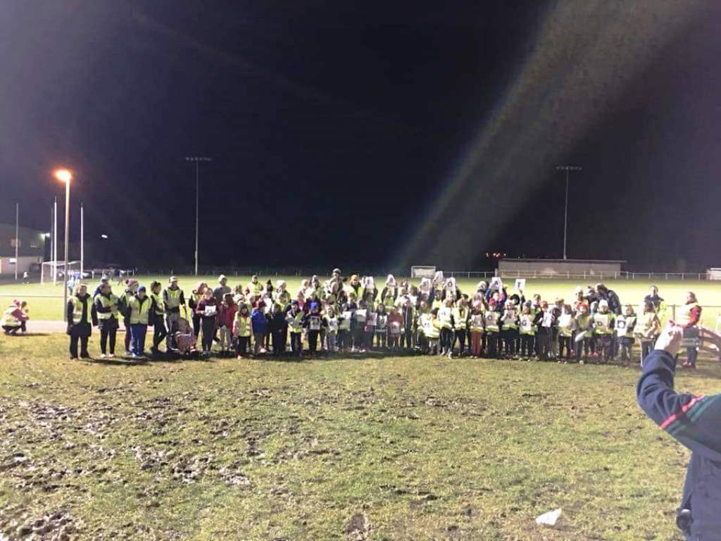 gardainfo's tweet photo. Community Gardaí from Longford gave out over 150 High Visibility Jackets to people who were taking part in the #operationtransformation 'Ireland Lights Up' event held at Kenagh GAA Club Longford #Compol #RTEOT https://t.co/0Ez2s4LOAF
